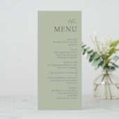 Moderne Salie Jade Pruim Elegant Trouwmenu Menu (Staand voorkant)