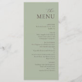 Moderne Salie Jade Pruim Elegant Trouwmenu Menu (Voorkant)