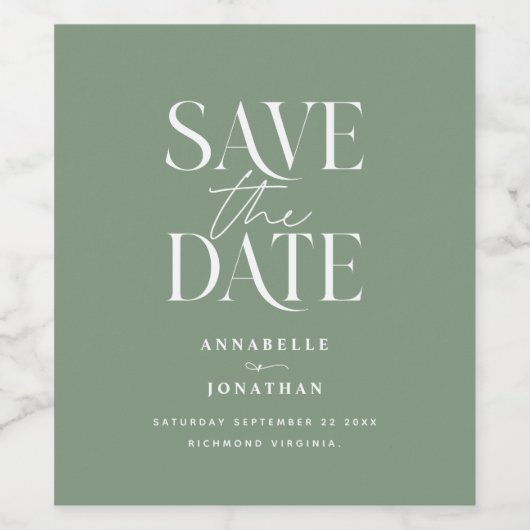 Moderne saliegroen elegante minimale script bruilo wijn etiket (Enkel label)