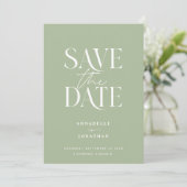 Moderne saliegroen elegante waterkleur botanische save the date (Staand voorkant)