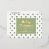 Moderne saliegroen gestippelde Kerstmis Goud Folie Feestdagen Briefkaart (Voorkant / Achterkant)