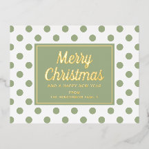 Moderne saliegroen gestippelde Kerstmis Goud