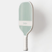 Moderne Saliegroen Gestreepte Lieve Voorbereide Ee Pickleball Paddle (Links)