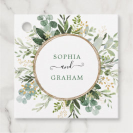 Moderne Saliegroen Gouden Eucalyptus Trouwfeest Bedankjes Labels