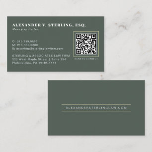 Moderne Saliegroen Gouden QR Code Professioneel Visitekaartje