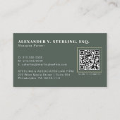 Moderne Saliegroen Gouden QR Code Professioneel Visitekaartje (Voorkant)