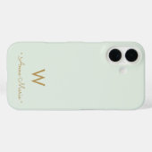 Moderne Saliegroen Gouden Script Monogram Case-Mate iPhone Case (Achterkant (horizontaal))