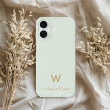 Moderne Saliegroen Gouden Script Monogram