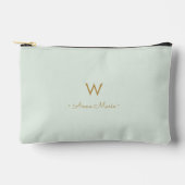 Moderne Saliegroen Gouden Script Monogram Etui (Voorkant)
