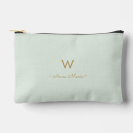 Moderne Saliegroen Gouden Script Monogram Etui