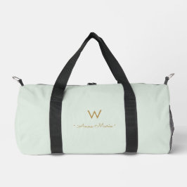 Moderne Saliegroen Gouden Script Monogram Plunjezak