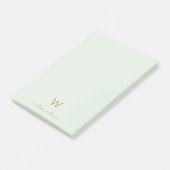 Moderne Saliegroen Gouden Script Monogram Post-it® Notes (Schuin)