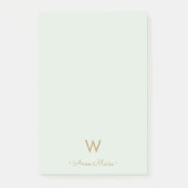 Moderne Saliegroen Gouden Script Monogram Post-it® Notes (Voorkant)