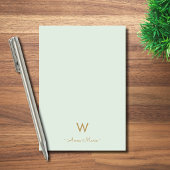 Moderne Saliegroen Gouden Script Monogram Post-it® Notes