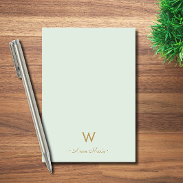 Moderne Saliegroen Gouden Script Monogram Post-it® Notes