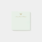 Moderne Saliegroen Gouden Script Monogram Post-it® Notes (Voorkant)