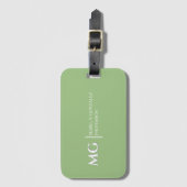 Moderne Saliegroen Modieus Stijlvol Monogram Bagagelabel (Voorkant (verticaal))