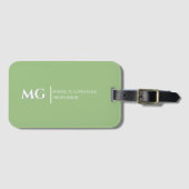 Moderne Saliegroen Modieus Stijlvol Monogram Bagagelabel (Voorkant (horizontaal))