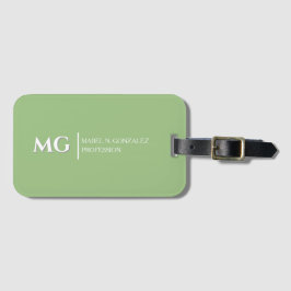 Moderne Saliegroen Modieus Stijlvol Monogram Bagagelabel