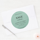 Moderne Saliegroen Rustiek Ronde Sticker (Envelop)