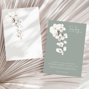 Moderne Saliegroen Witte Orchidee Baby in Bloom Kaart