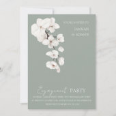 Moderne Saliegroen Witte Orchidee Verloving Feest Kaart (Voorkant)