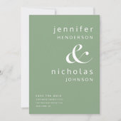 Moderne Saliegroene Ampersand Foto Save The Date (Voorkant)