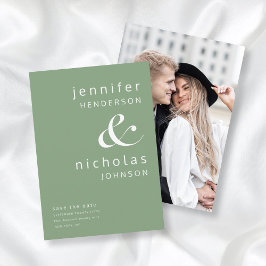 Moderne Saliegroene Ampersand Foto Save The Date