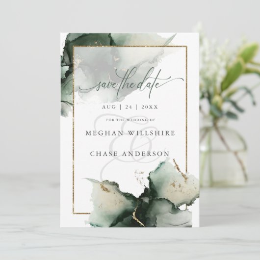 Moderne Saliegroene Aquarel Abstracte Kunst (Staand voorkant)