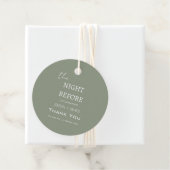 Moderne saliegroene avond voor de bruiloft bedankjes labels (In situ)