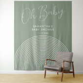 Moderne saliegroene babyshower achtergrond wandkleed (In situ)