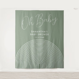 Moderne saliegroene babyshower achtergrond wandkleed