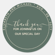 Moderne saliegroene bedankjes klassieke ronde St.