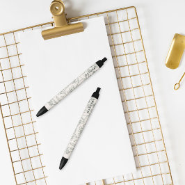 Moderne saliegroene bloemen kruiden Boho patroon Zwarte Inkt Pen