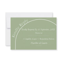 Moderne saliegroene boog bruiloft RSVP antwoordkaa