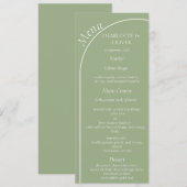 Moderne saliegroene boog bruiloftsreceptie menu ka (Voorkant / Achterkant)