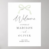 Moderne Saliegroene Boog Monogram Trouw Welkom Poster (Voorkant)