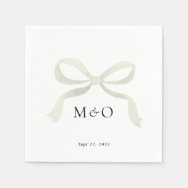 Moderne Saliegroene Boog Waterverf Monogram Huweli Servet
