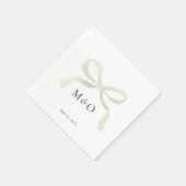 Moderne Saliegroene Boog Waterverf Monogram Huweli Servet (Hoek)