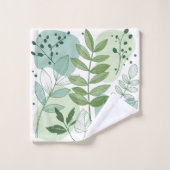 Moderne saliegroene botanische bladpatroon bad handdoek (Wasdoekje)