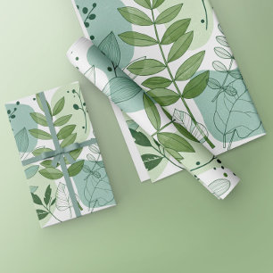 Moderne saliegroene botanische bladpatroon cadeaupapier