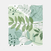 Moderne saliegroene botanische bladpatroon fleece deken (Voorkant)