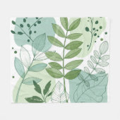 Moderne saliegroene botanische bladpatroon fleece deken (Voorkant (Horizontaal))