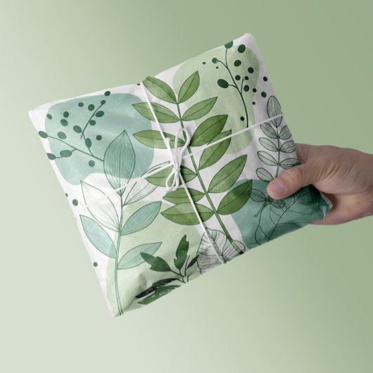 Moderne saliegroene botanische bladpatroon tissuepapier