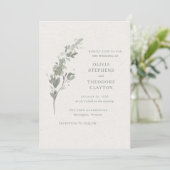 Moderne Saliegroene Botanische Elegante Bruiloft Kaart (Staand voorkant)