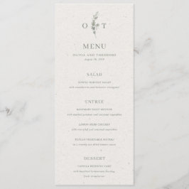 Moderne Saliegroene Botanische Elegante Bruiloft Menu