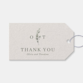 Moderne Saliegroene Botanische Elegante Trouwdag Cadeaulabel