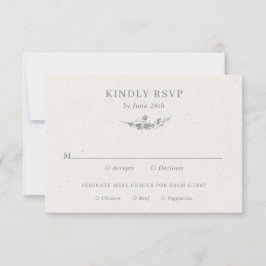 Moderne Saliegroene Botanische Elegante Trouwdag RSVP Kaartje