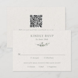 Moderne Saliegroene Botanische QR Code Huwelijk RSVP Kaartje