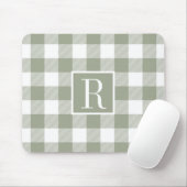 Moderne Saliegroene Buffalo Check Monogram Initiaa Muismat (Met muis)